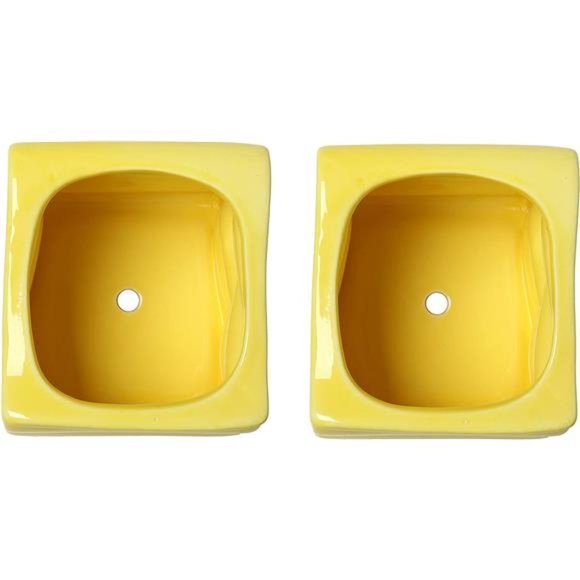 4 Inch Yellow Ceramic Indoor Plant Pot with Drainage Hole,Mini Modern Decorative - Picture 4 of 7
